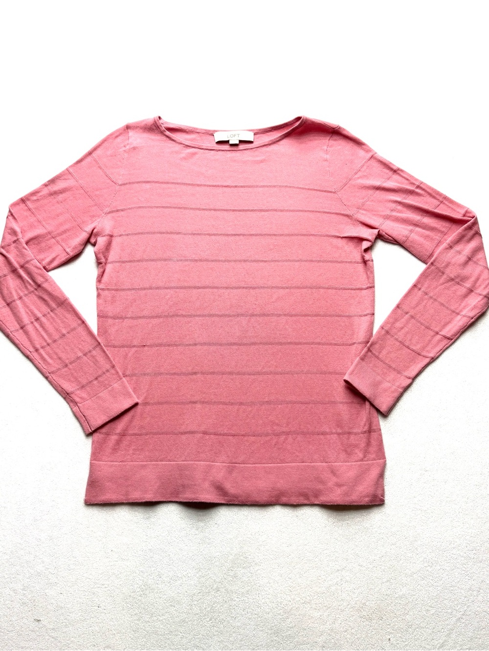 LOFT Rose Pink Striped Knit Top